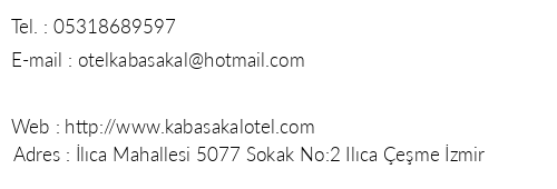 Kabasakal Otel telefon numaralar, faks, e-mail, posta adresi ve iletiim bilgileri
